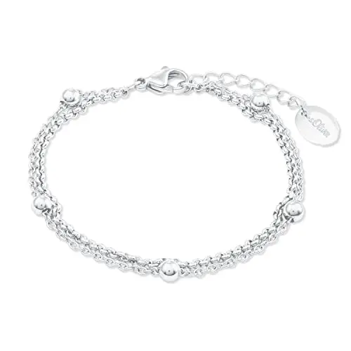s.Oliver Damen Armband aus Edelstahl, verstellbare Länge 16-20 cm