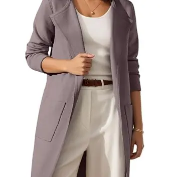 Timuspo Damen Strickjacke Lang Einfarbig mit Taschen Leichte Jacke Wintermantel Hellbraun S