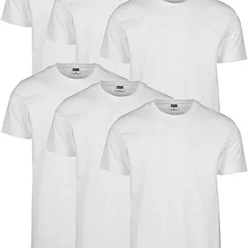 Urban Classics Herren Basic T-Shirt 6er Pack, Weiß, XL