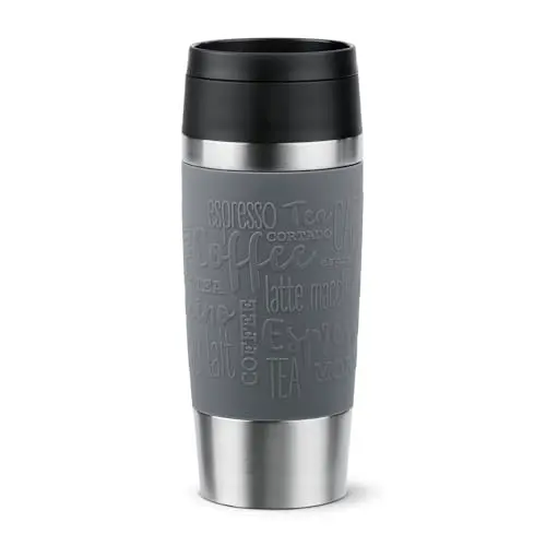 Emsa Travel Mug Classic 0,36L - Edelstahl, 100% dicht, spülmaschinenfest, Dunkelgrau