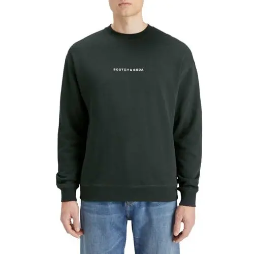 Scotch & Soda Herren Sweatshirt mit Logo, Grachten Green, Größe M