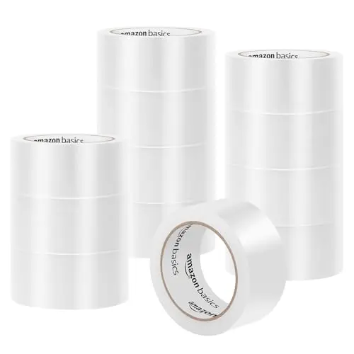 Amazon Basics Paketband, 12 Stück, Transparent, ideal für Versand und Umzug