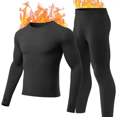 Gagli Herren Thermounterwäsche Set, Warm und Atmungsaktiv, Fleece gefüttert, Winter Skiunterwäsche