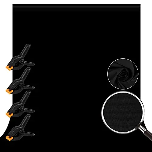 Schwarzer Fotohintergrund 3x3m mit 4 Leimzwingen – Faltbar für Fotostudio, Video, Hochzeiten und Partys