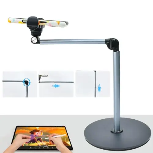 Vunanvu Overhead Stativ für iPhone & Android - 360° Schwanenhals Handyhalterung für Tisch & Webcam