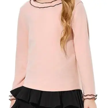 Haloumoning Mädchen Langarmshirt Tunika Rosa 130 - Niedlich und bequem