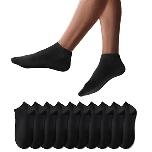 YouShow Sneaker Socken Herren & Damen, 10 Paar, kurze Baumwoll-Quarter, Unisex, schwarz, Größe 43-46