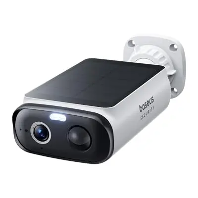 Baseus Security S1 Lite Solocam Überwachungskamera Außen mit Solarakku, WLAN, IP67, 2K-Video, Farbnachtvision, kompatibel mit Alexa & Google