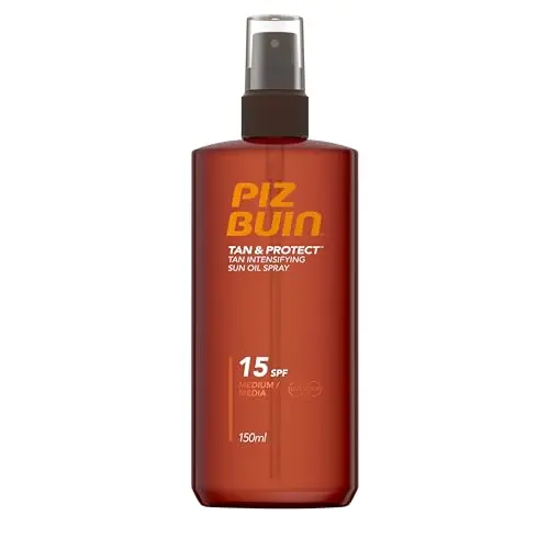 Piz Buin Tan & Protect Intensivierendes Sonnenöl Spray, Wasserfest, LSF 15, 150 ml