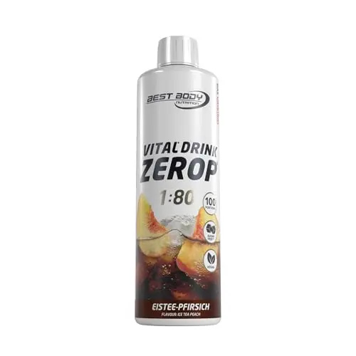 Best Body Nutrition ZEROP Vital Zitronen-Pfirsich Getränkekonzentrat, zuckerfrei, 500 ml für 40 L Eistee, kalorienarm, mit Vitaminen