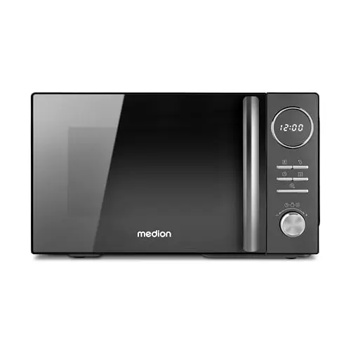 MEDION 3 in 1 Mikrowelle mit Grill und Heißluft (23 Liter, 900 Watt, 10 Automatikprogramme, Auftaufunktion) schwarz