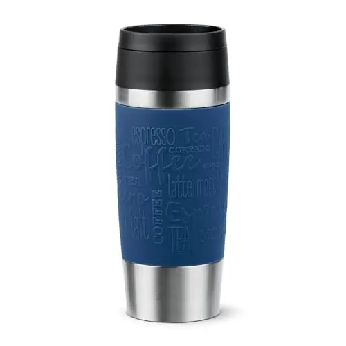 Emsa N20203 Travel Mug Classic 0,36L - Dunkelblau, 100% dicht, 4h heiß, 8h kalt, spülmaschinenfest