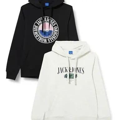 Jack & Jones Herren Kapuzenpullover JORCOBIN 2er Pack Schwarz M