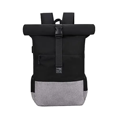 EverVanz Laptop-Rucksack, wasserdicht und leicht, mit USB-Ladeanschluss, Schwarz, Größe L