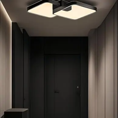 Sky Angle LED-Deckenleuchte - Moderne Unterputz-Deckenlampe in Schwarz mit warmem Licht für Wohnzimmer, Flure, Schlafzimmer und Küche