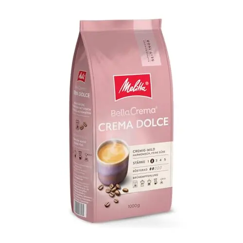 Melitta BellaCrema Crema Dolce Kaffee-Bohnen 1kg, sanfte Röstung, für Kaffee-Vollautomaten, geröstet in Deutschland