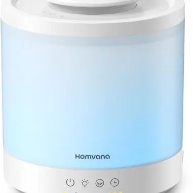 Homvana Luftbefeuchter 1,5L für Schlafzimmer und Babyzimmer, Aroma Diffuser mit LED
