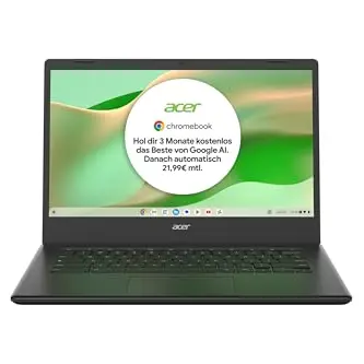 Acer Chromebook 314 Laptop, 14" FHD Display, Intel Celeron, 4 GB RAM, 128 GB SSD, schwarz