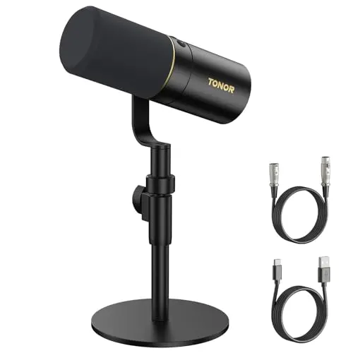 TONOR USB/XLR Mikrofon für Gaming und Podcast mit Desktop-Ständer und Mute Button