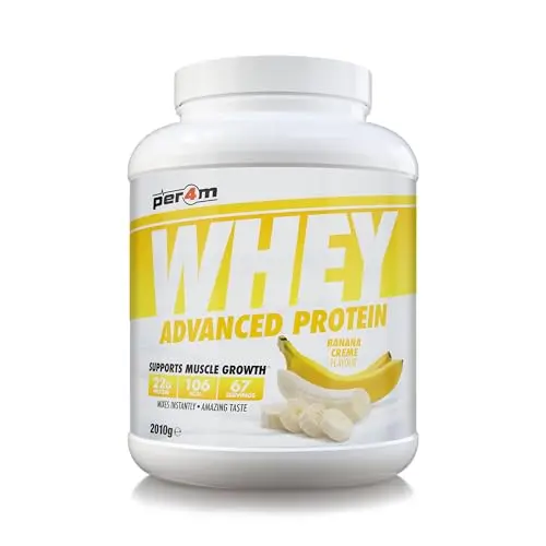 Per4m Whey Protein, Molkenprotein für Muskelaufbau & Regeneration, mit essentiellen Aminosäuren, 2010g, Geschmack: Banane