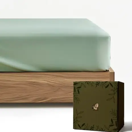 SALAD HOUSE Spannbettlaken 90x200 Grün mit Gummizug – Boxspring Spannbetttuch aus Ägyptischer Baumwolle