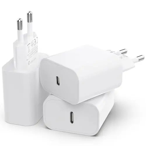 3er Pack 25W USB C Ladeadapter für iPhone 16-11 und iPad, Schnellladegerät PD 3.0, ohne Kabel