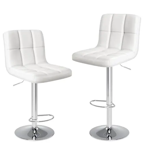 DUMOS Barhocker 2er Set, höhenverstellbar 60-80 cm, moderner Stil, weiß, geeignet für Bar und Küche