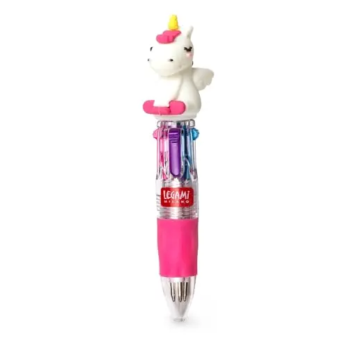 Legami Mini-Kugelschreiber Magic Rainbow - 4 Farben, ergonomischer Silikongriff