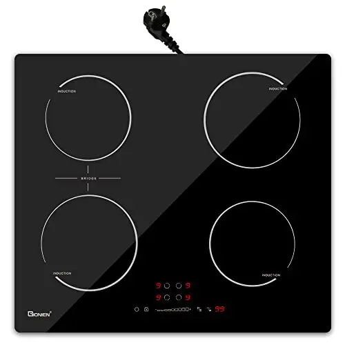 GIONIEN 60cm Induktionskochfeld mit 4 Kochstellen, Plug-in, 2800W