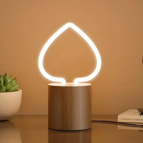 Kleine Tischlampe aus Holz mit E27 Vintage-Style, ideal für Schlafzimmer, Wohnzimmer und Büro