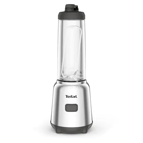 Tefal Mix und Move Mini-Standmixer, 300 Watt, 2 To-Go Flaschen, kompaktes Design, Silber/Grau