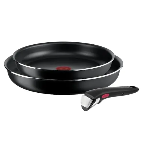 Tefal Ingenio Easy On 3-teiliges Pfannenset mit abnehmbarem Griff, 24/28 cm, platzsparend, Antihaftbeschichtung