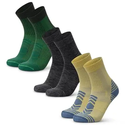 DANISH ENDURANCE Leichte Merino-Wandersocken, 3 Paar, Mehrfarbig, Größe 43–47