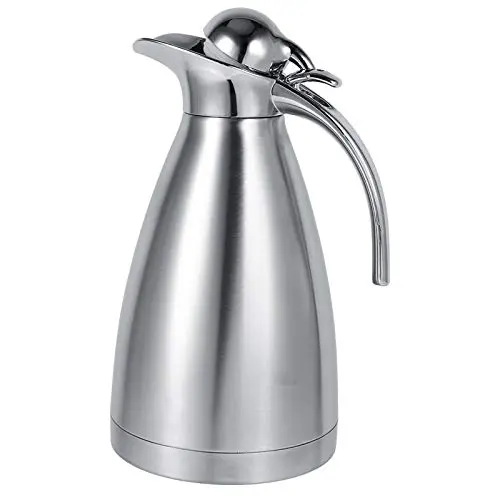 Kaffeekanne aus Edelstahl, 1.5L, doppeltwandig, vakuumisoliert für Kaffee, Tee & Heißwasser, silber