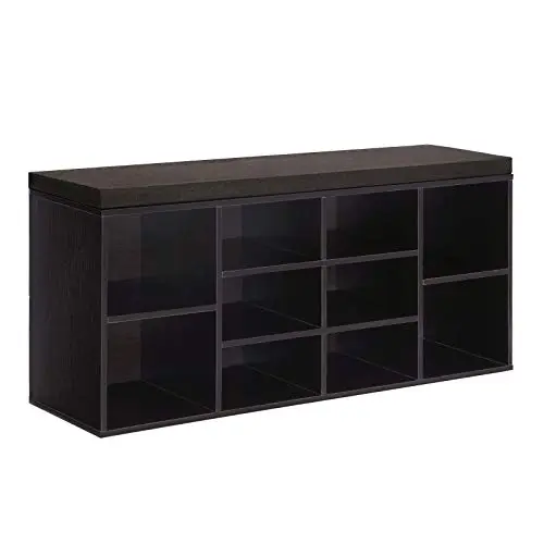 VASAGLE Schuhbank mit Polsterung, 10 Fächer, für Eingangsbereich und Flur, 30 x 104 x 48 cm, espressobraun