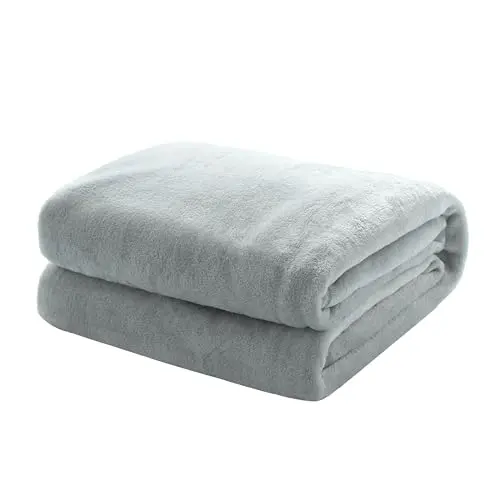 Kuscheldecke Flauschig & Warm, Flanell/Fleecedecke, Faltenbeständig, 130 cm x 150 cm, Hellgrau