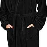 NY Threads Herren Bademantel aus Fleece, Kuschelig weich, Schwarz, X-Groß