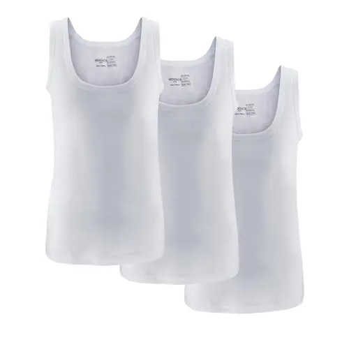 UNDEREA 3er Pack Jungen Tank Tops – 100% Baumwolle, Weiss, Größen 9-10 Jahre