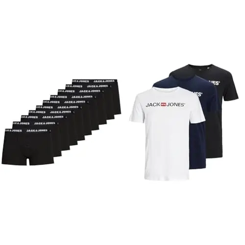 JACK & JONES Boxershorts Schwarz XXL - T-Shirt in Black/White/Navy Blazer XXL