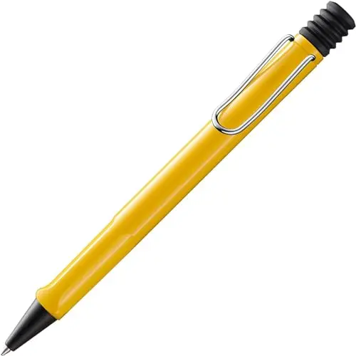 Lamy Safari Kugelschreiber gelb - ergonomischer Kuli aus robustem Kunststoff - inkl. Großraummine M 16 in blau