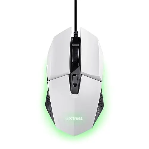 GXTrust Vylax Gaming Maus mit 6 Tasten, LED, 200-6400 DPI, USB, für PC/Laptop, Weiß