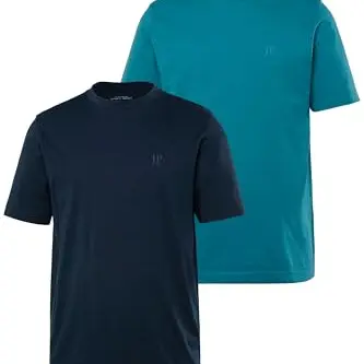 JP 1880 Herren T-Shirts, 2er-Pack, Rundhals, große Größen bis 8XL, dunkelpetrol