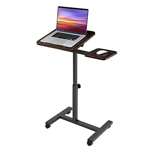 Seville Classics Mobiles Stehpult mit Beistelltisch, Laptoptisch, Braun