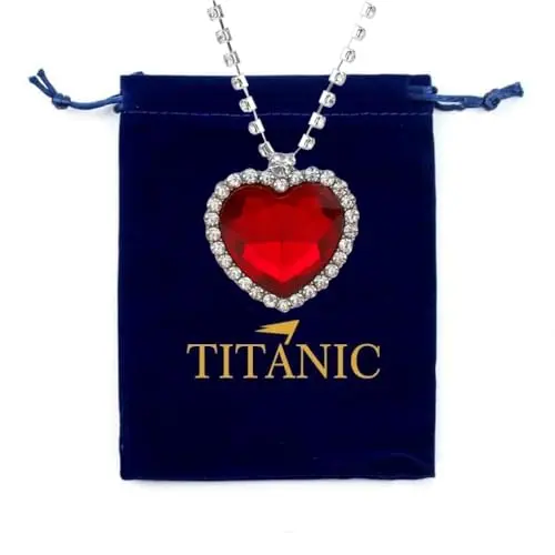 Titanic Herz Halskette Liebe Herz Anhänger Schmuck für Frauen (Red)