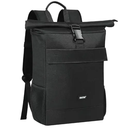 TANTOMI Rolltop Rucksack für Damen und Herren, wasserdichter Laptop-Rucksack für Schule, Freizeit und Reisen
