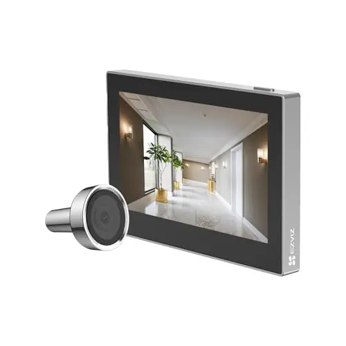 EZVIZ CP2 WLAN Türspion mit 4,3" Farbdisplay und kabelloser Video-Türklingel, wetterfest (Silber)