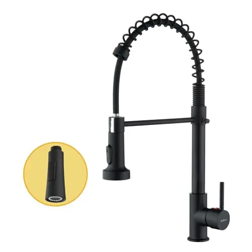 Baollansa Hochdruck Wasserhahn Küche - Edelstahl Küchenarmatur mit hohen Bogen und 360°-Schwenkfunktion (Schwarz)