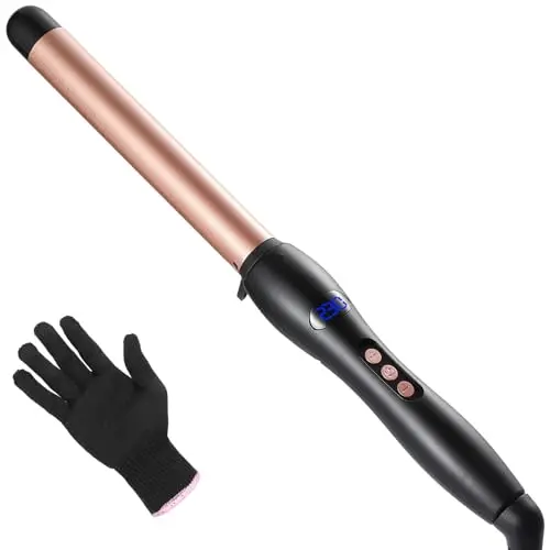 Lockenstab 25mm Ohne Klemme, Keramik Lockenwickler mit LCD Display, 80℃ – 230℃, inkl. Handschuh