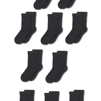 Amazon Essentials Unisex Kinder Baumwollsocken, 10 Paar, Schwarz, 2-3 Jahre