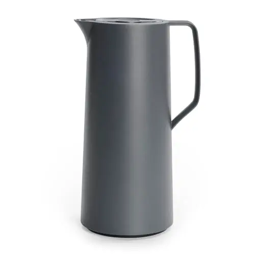 Emsa Motiva Thermoskanne 1l - Isolierkanne mit Quick-Press-Verschluss, 12h heiß, 24h kalt, nordisches Design, anthrazit